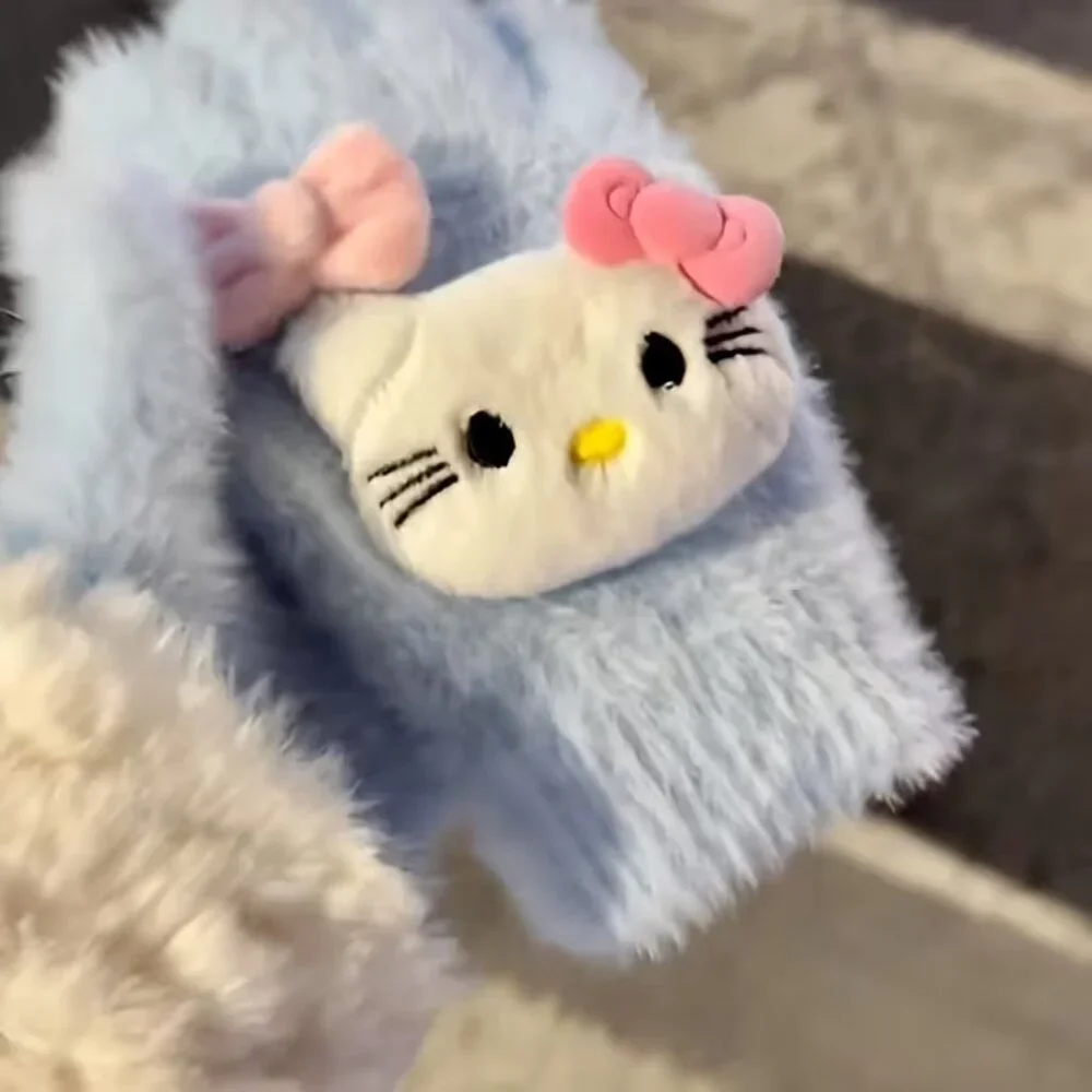 HELLO KITTY Light‎ Blue Fuzzy Super-Soft Gloves Mittens (BRAND-NEW & SO CUTE!)